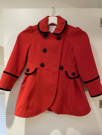 Manteau fille rouge à double boutonnage style classique