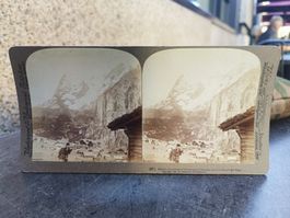 Stereo Photo  / Mürren - Mönch und Eiger ca. 1900