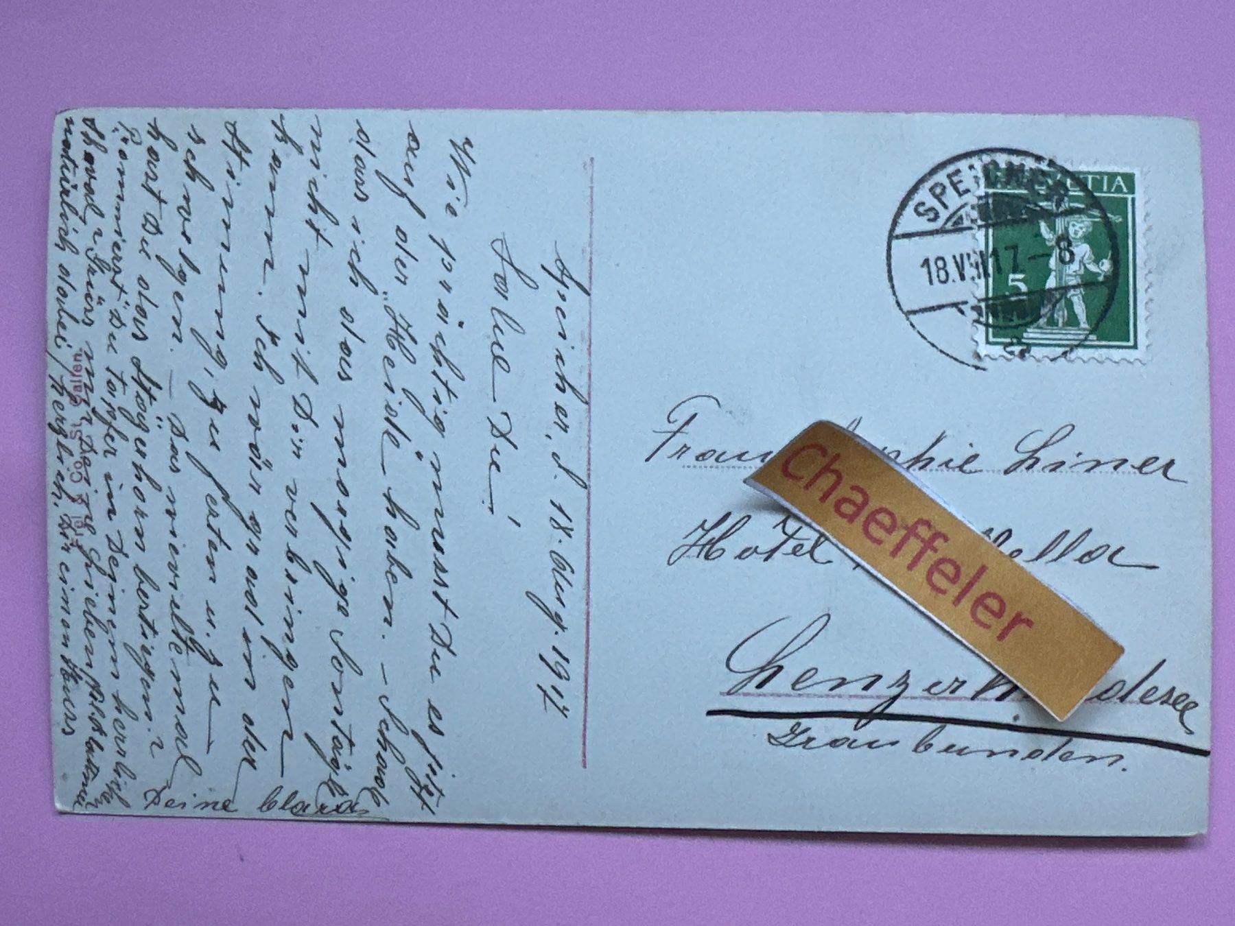 Ansichtskarten: 1917  2100 Staubernkanzel – Gebraucht aus Zürich von Chaeffeler 1
