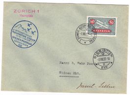 lettre du Vol Zurich-Sion du 1 et 2 VIII.37 SF 37.3d.5