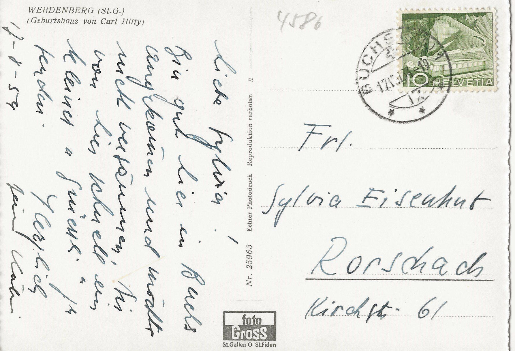 Cartoline postali: Werdenberg, Geburtshaus Carl Hilty – Usato da Frauenfeld venduto da Merk52 1