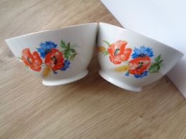 2 ALTE KAFIBECKELI BOL CHACHELI KORNBLUMEN MOHN GOLDRAND