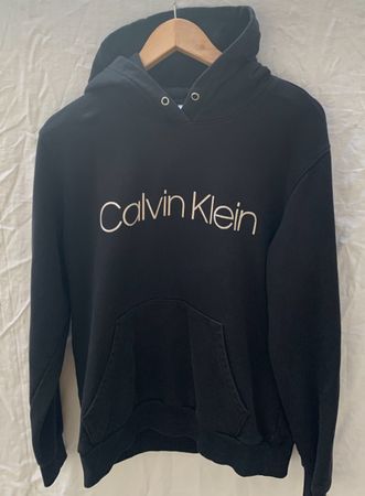 Superbe sweat-shirt hoodie noir CALVIN KLEIN 100%coton t.L