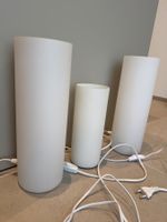 3er Set Tischlampen weiss  Zylinder-Leuchten Glas matt
