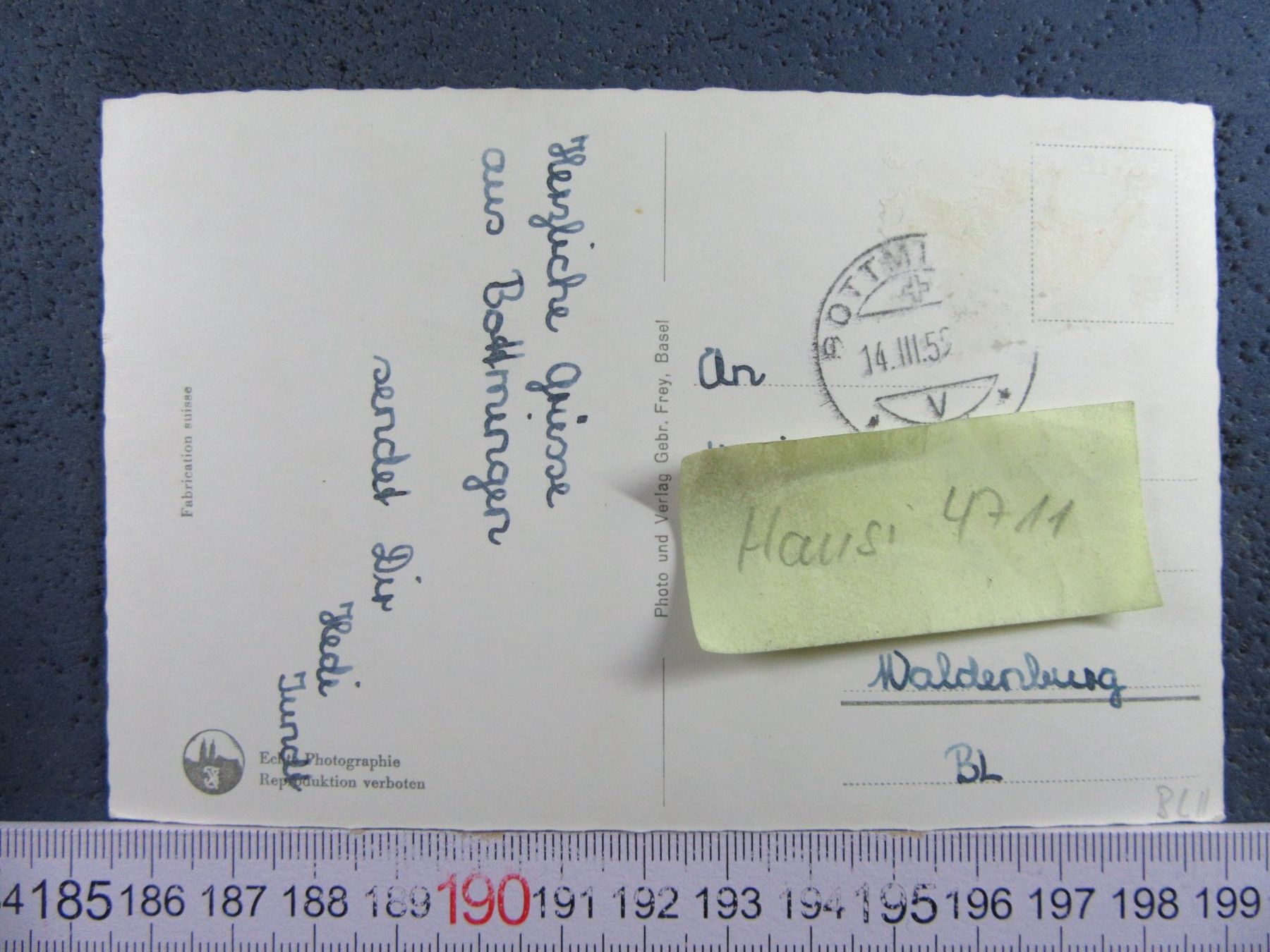 Cartoline postali: SCHLOSS BOTTMINGEN BL AK 1952 – Usato da Ettingen venduto da Hausi4711 1