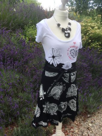 Robe noire & blanche + Ceinture DESIGUAL, taille L, NEUF