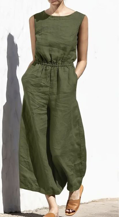 CUPSHE Tuta Estiva Donna A Gamba Larga | Senza Maniche Con Scollo Incrociato E Vita Smock | 100% Poliestere