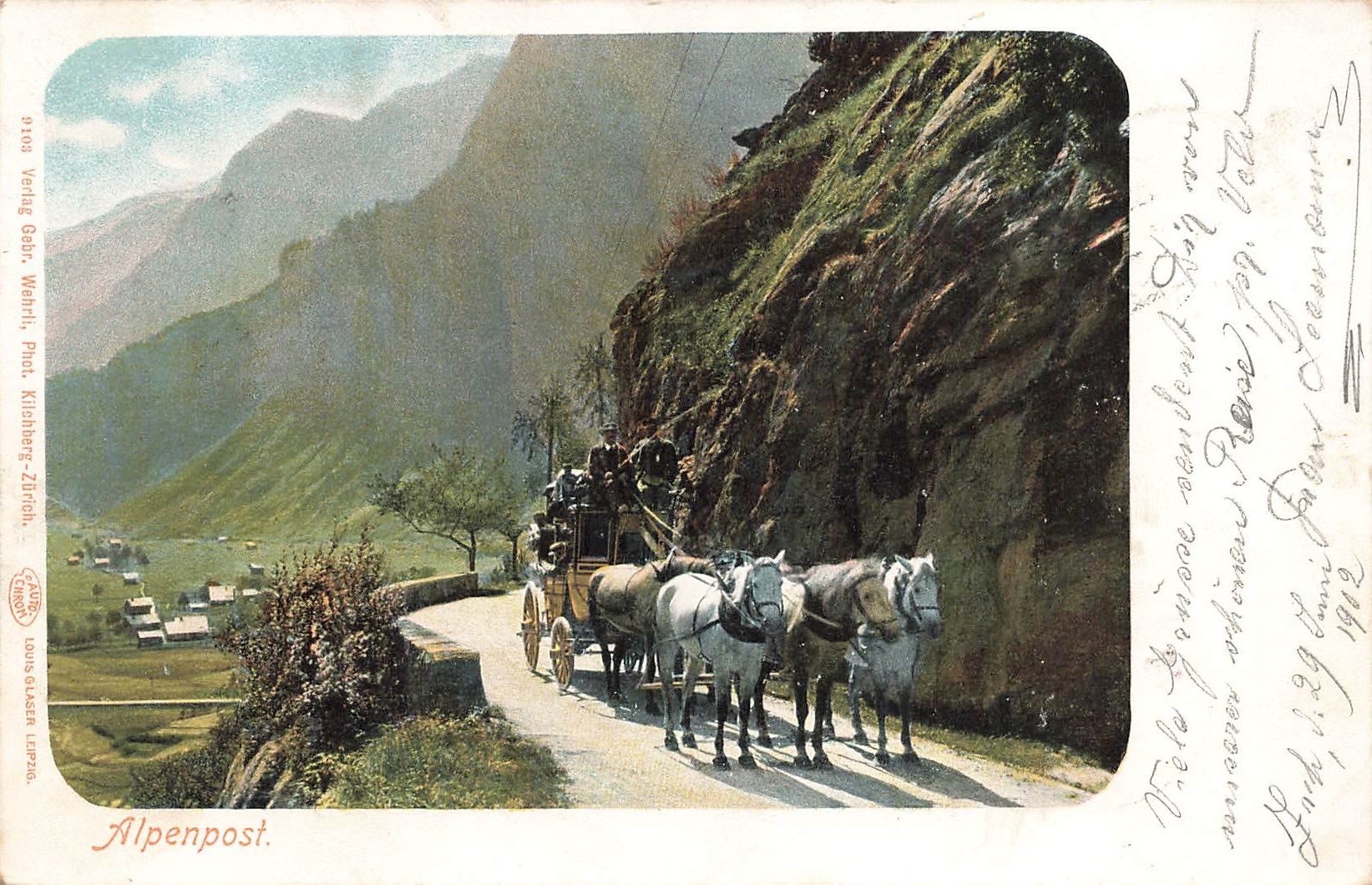 Cartoline postali: Alpenpost Postkutsche mit Pferden – Usato da Biasca venduto da Blenio71