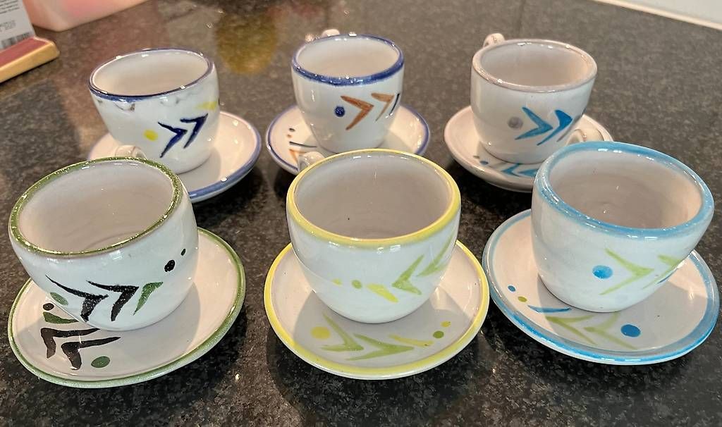 Set di piatti: 6 Mokkatassen handgetöpfert – Usato da Egg b. Zürich venduto da winner53
