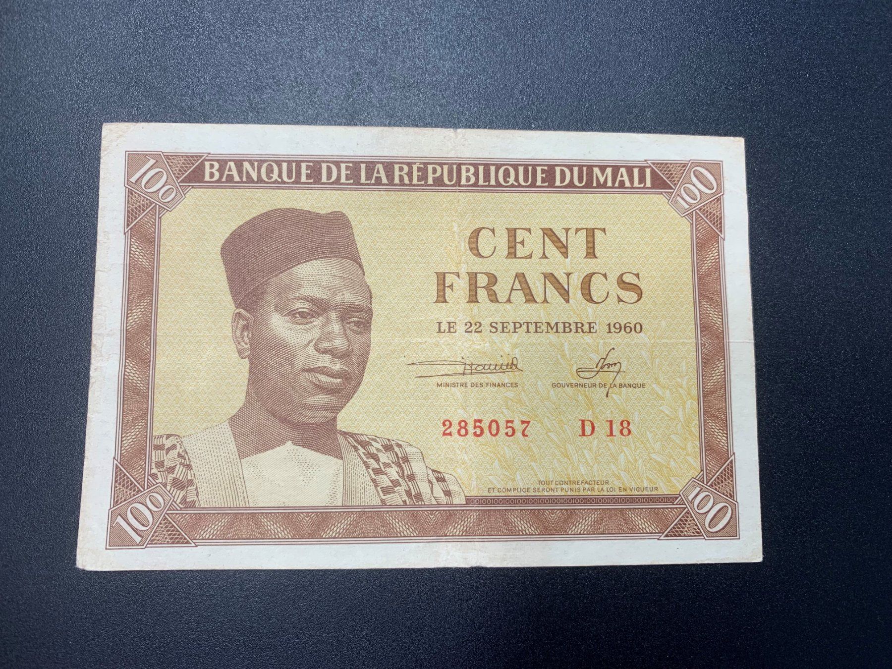 Banconote: Banknote Mali 1960, 100 Francs, P-2, ss-vz – Usato da Safenwil venduto da Catracho99