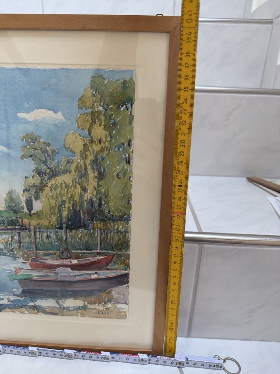 Dipinti: Aquarell am Greifensee, J. Kunz. Gemälde. – Usato da Biberist venduto da Momo33 7