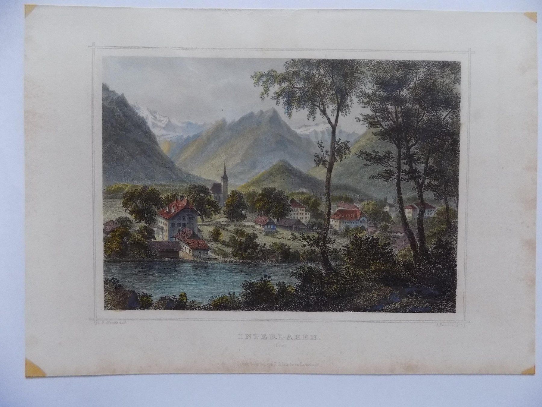 Gravures: Interlaken koloriert – D'occasion à Risch par Antikfee