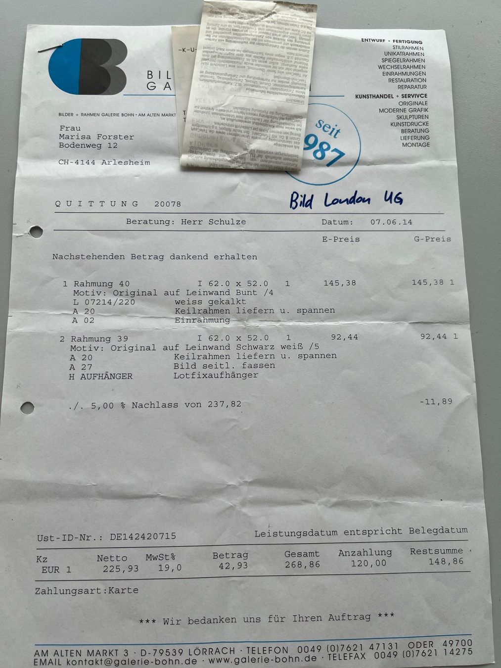 Dipinti: Bild London – Usato da Arlesheim venduto da Bodenweg 4