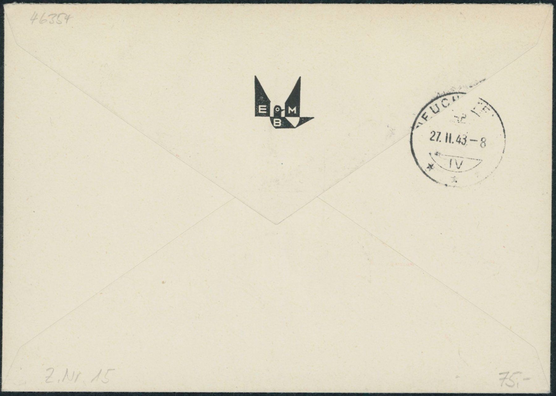 Alle Briefmarken: 1943  Luxusbogen - Blockausschnitt - Ersttagsbrief FDC U4 ET – Gebraucht aus Schindellegi von leecollect 1