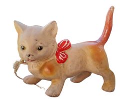 Spielzeug Katze auf Rollen antik
