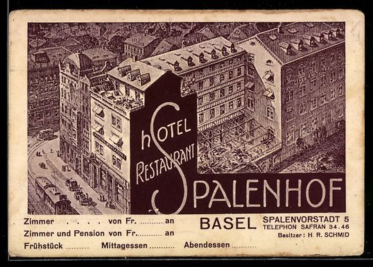 Sonstiges zum Sammeln & Seltenes: Vertreterkarte Basel, Hotel und Restaura – Gebraucht aus Berlin von bartko-reher