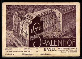 Vertreterkarte Basel, Hotel und Restaura