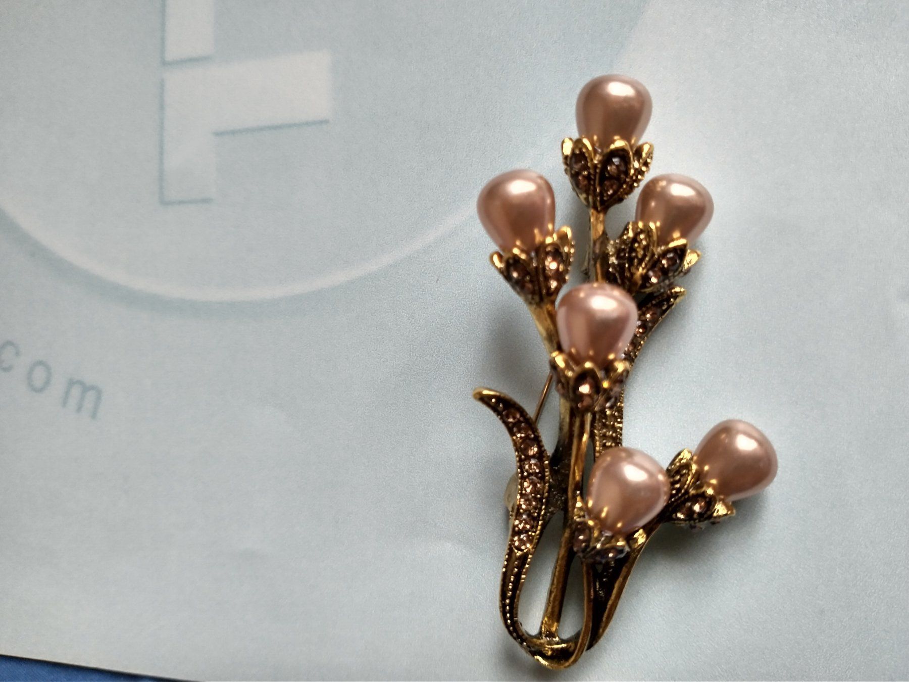 Broschen & Nadeln: Brosche Blumen Goldfarben Perlen Neu – Neu und originalverpackt aus Löhningen von Chimae67 6