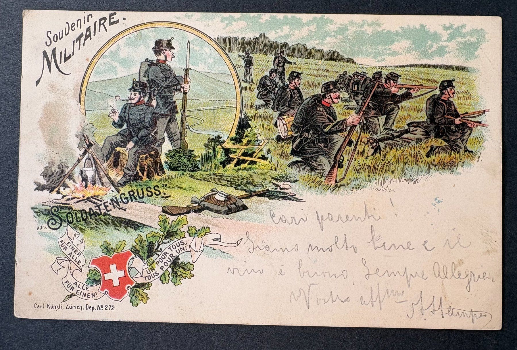 Ansichtskarten: ANSICHTSKARTE SCHWEIZER ARMEE 1898 DIVISION VIII – Gebraucht aus Ostermundigen von wini63