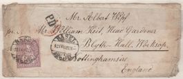 Sitzende Helvetia auf Brief nach England 1868