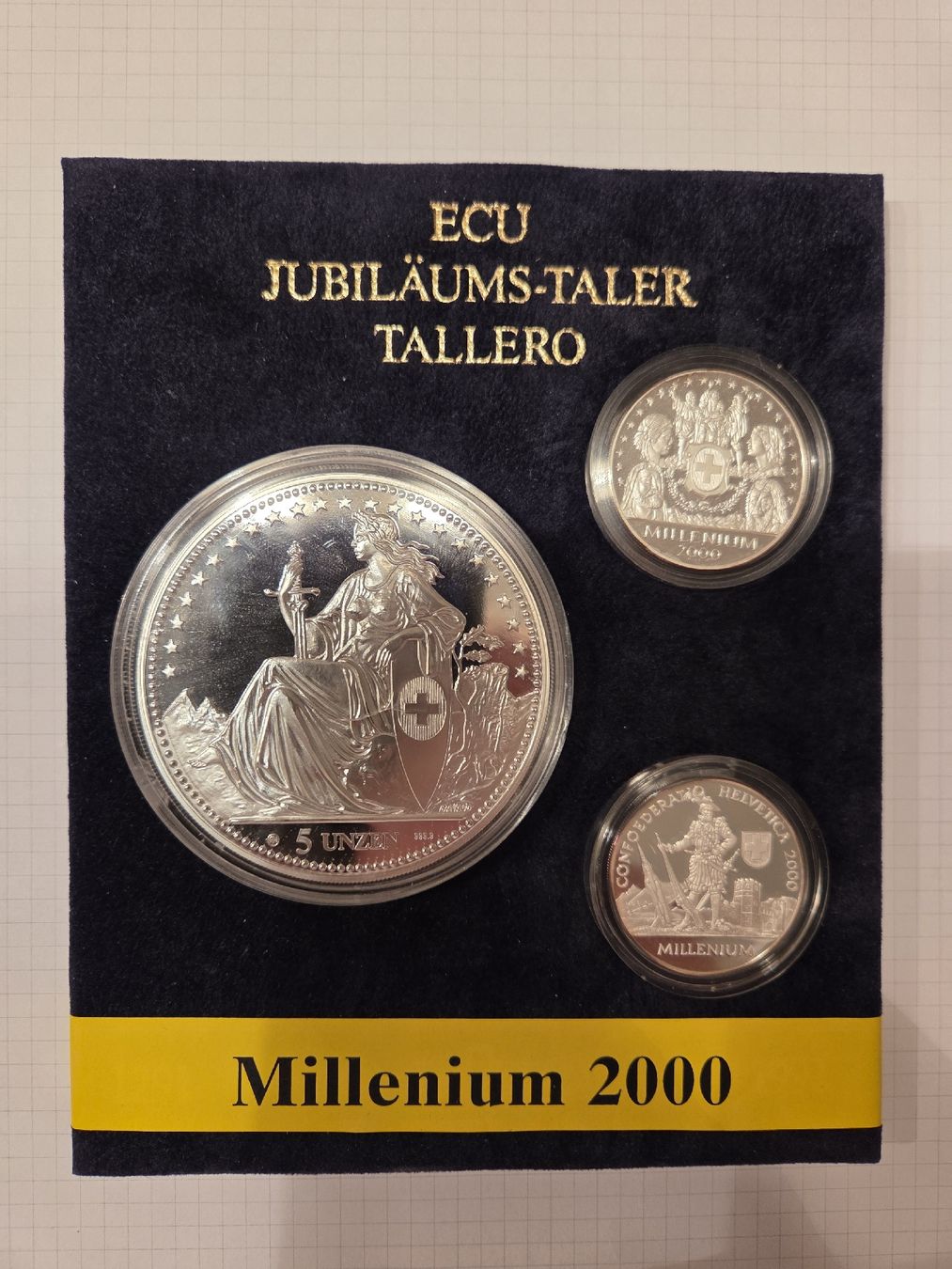 Tutti le monete: Set 7 Oz Silber Millenium 2000 ECU Jubiläumstaler – Nuovo (secondo la descrizione) da Kägiswil venduto da pro_hm55