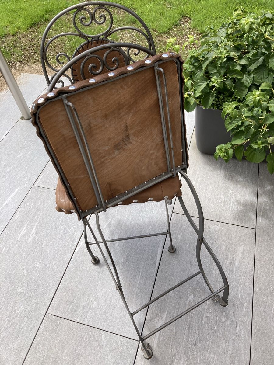 Sedie: 2 TOP - ANTIKE METALL mit LEDER GARTENSTÜHLE – Usato da Nidfurn venduto da cejeisda 6