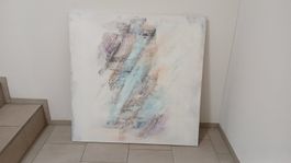 Sandgemälde, Grösse 90x90, Abstraktion in Weiss