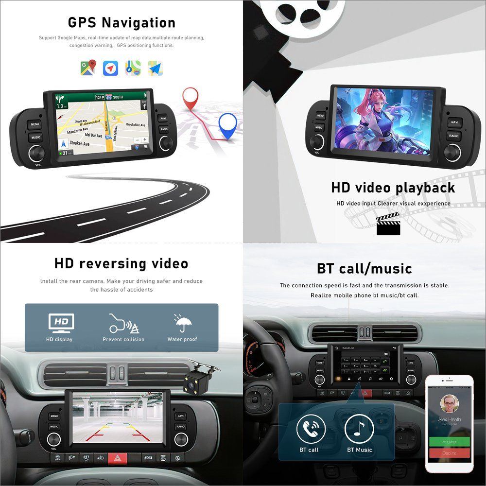 Navigatori: Fiat Panda Autoradio Carplay Bluetooth Android 6.2 Zoll – Nuovo e nell'imballaggio originale da Chiasso venduto da online.shop 3