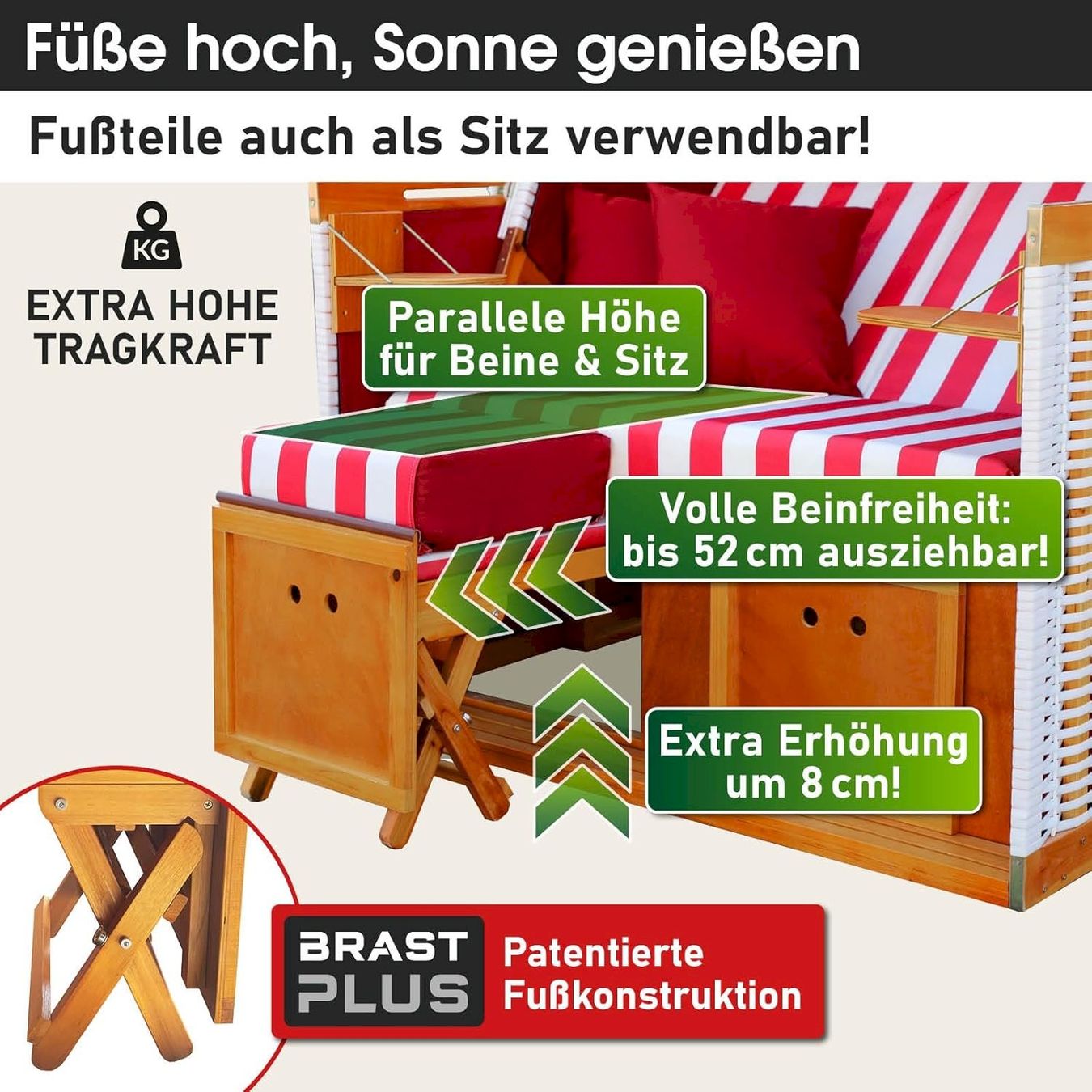 Sedie a sdraio: Strandkorb NORDERNEY DELUXE 120cm – Nuovo e nell'imballaggio originale da Bottighofen venduto da zaap 2