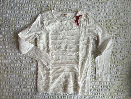 Weisses festliches Langarmshirt Gr 134/140