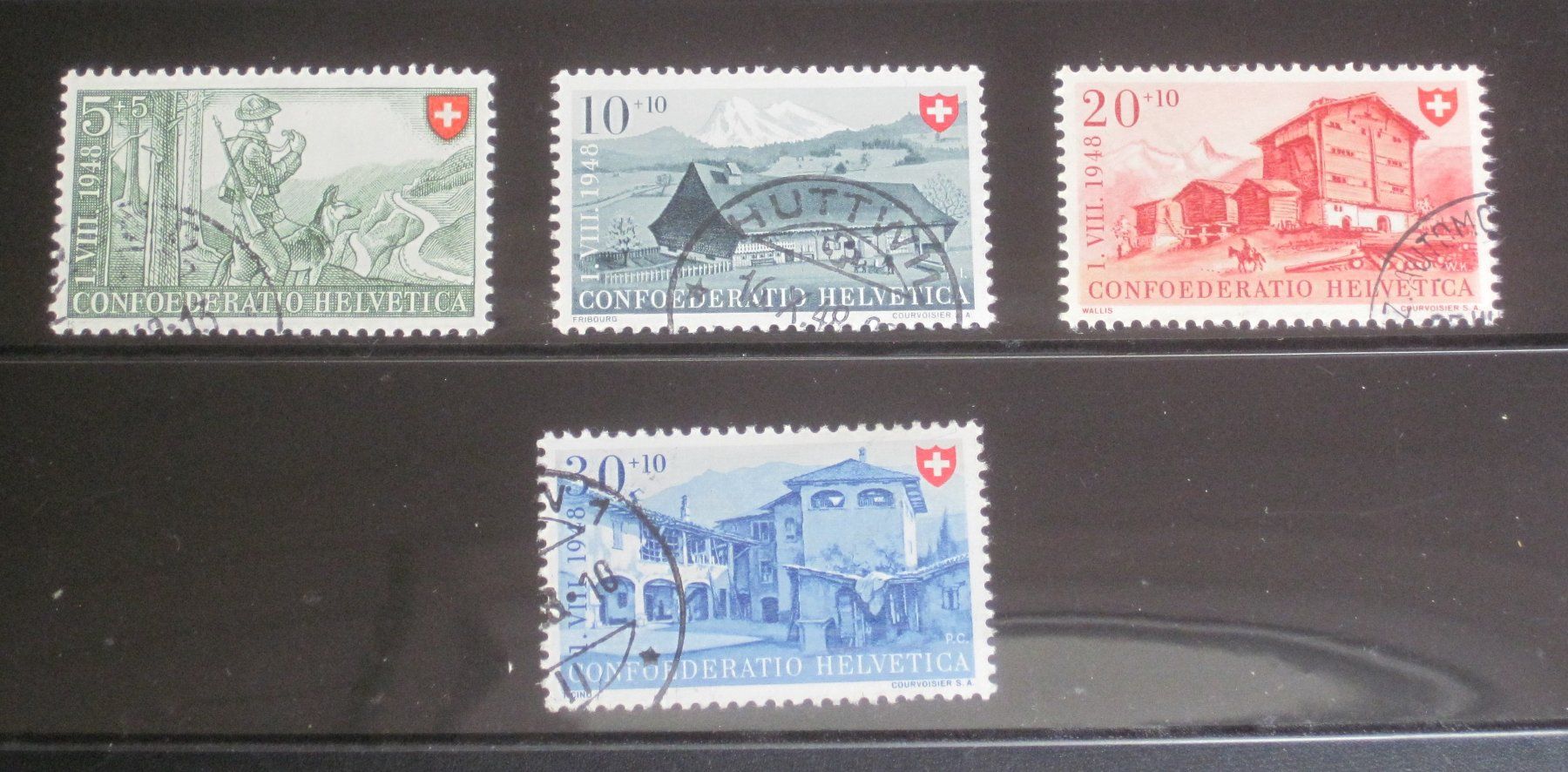 Tutti i francobolli: PP 1948 Berufe und Schweizer Häuser III ganzer Satz gest. – Usato da Waltenschwil venduto da lehrblaetz55