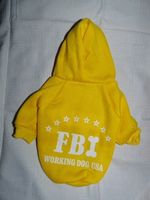 Hundeshirt mit Kapuze FBI, gelb, Gr. M/24cm %