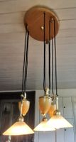 Holz-Messing Hängelampe, höhenverstellbar