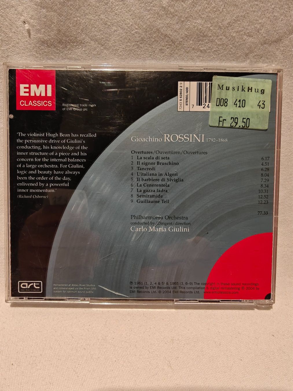 CD: Rossini Overtures Carlo Maria Giulini – Usato da Gutenswil venduto da Vulcano21 2