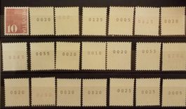3574) 483RM, Lot, 21 Rollenmarken mit Nr. postfrisch