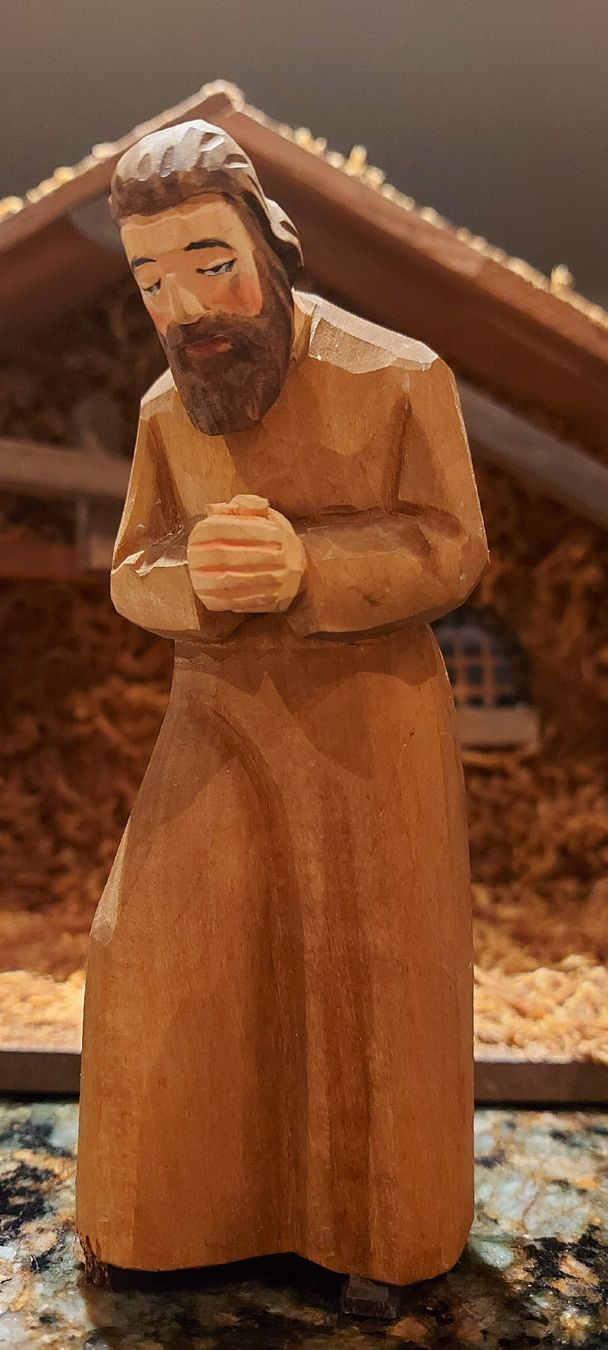 Statuette: Krippenfigur Josef, Weihnachten, Handarbeit Huggler – Usato da Männedorf venduto da Spargeluno