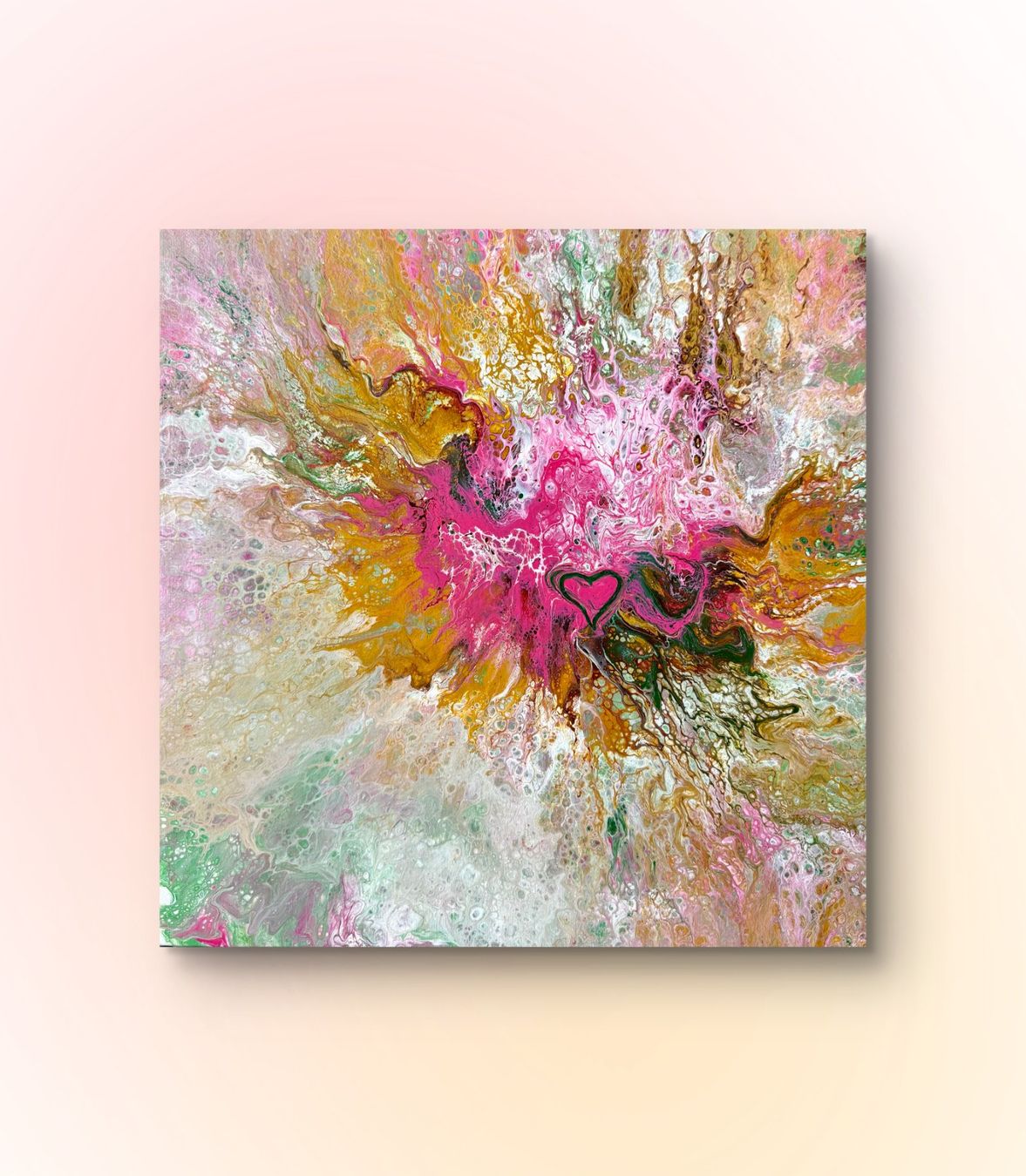 Dipinti: Original Pouring Gemälde auf Canvas mit Herz – Nuovo e nell'imballaggio originale da Chur venduto da SwissSalesman 1