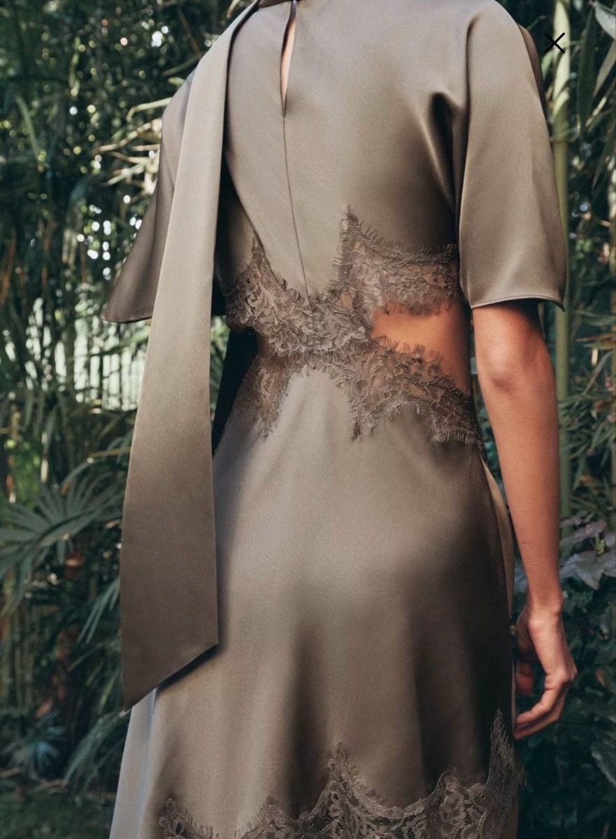 Zara Vestiti: Zara Satin Dress Khaki – Nuovo e nell'imballaggio originale da Lausanne venduto da kku_sd2c 3