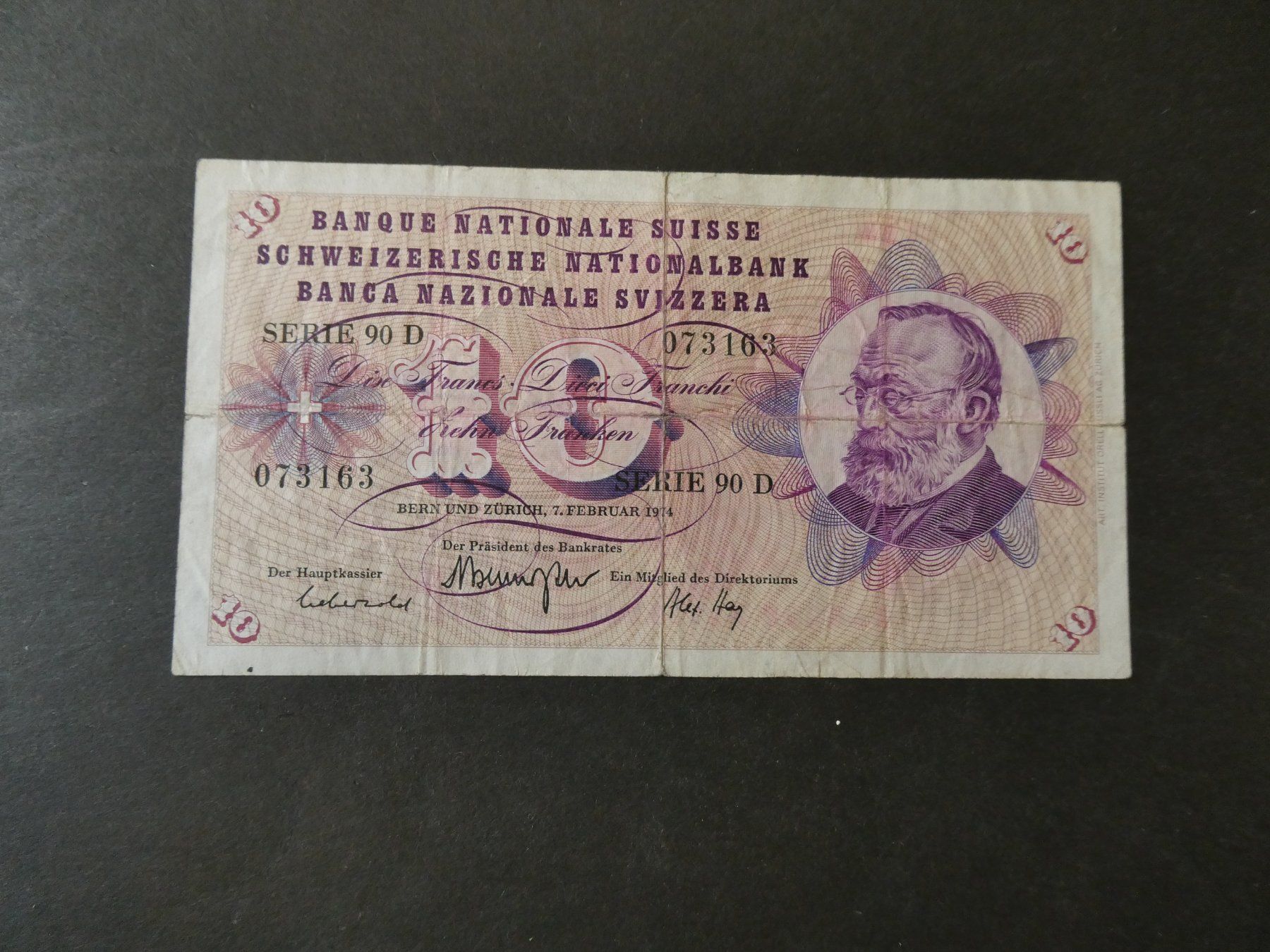 Banconote: Schweiz 1974, 10 Franken – Usato da Hinterforst venduto da Rohusri