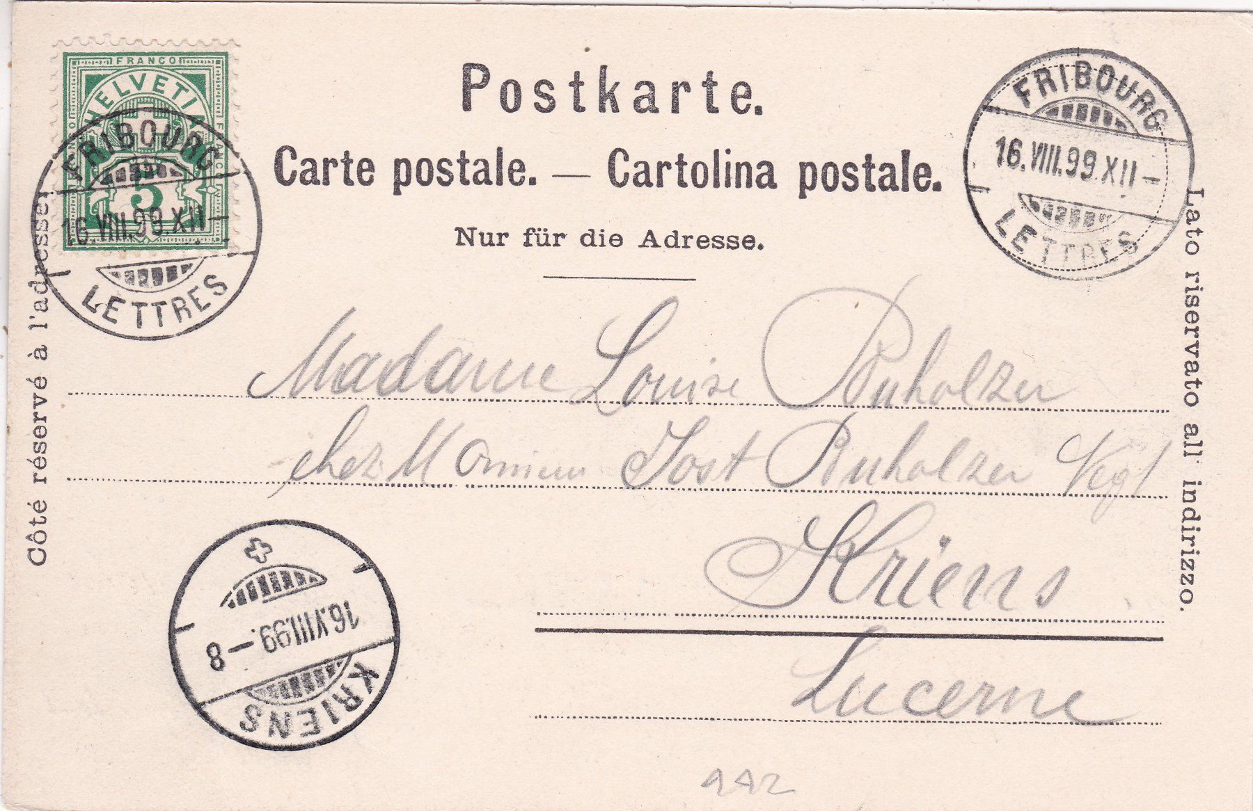 Cartes postales: Fribourg 1899 – D'occasion à Herisau par Lisegrat2008 1