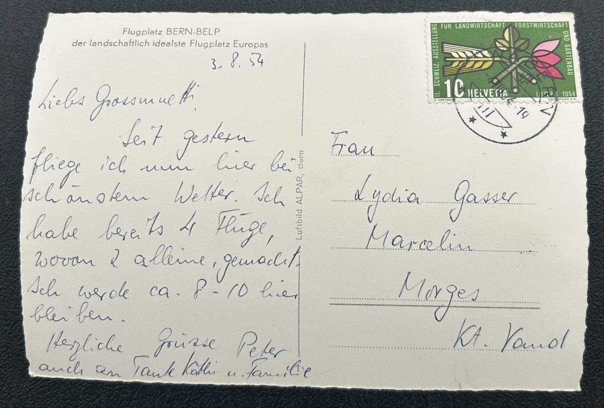 Cartoline postali: Flugaufnahme Flugplatz Bern- Belp  – Usato da Horw venduto da Tellbub 1