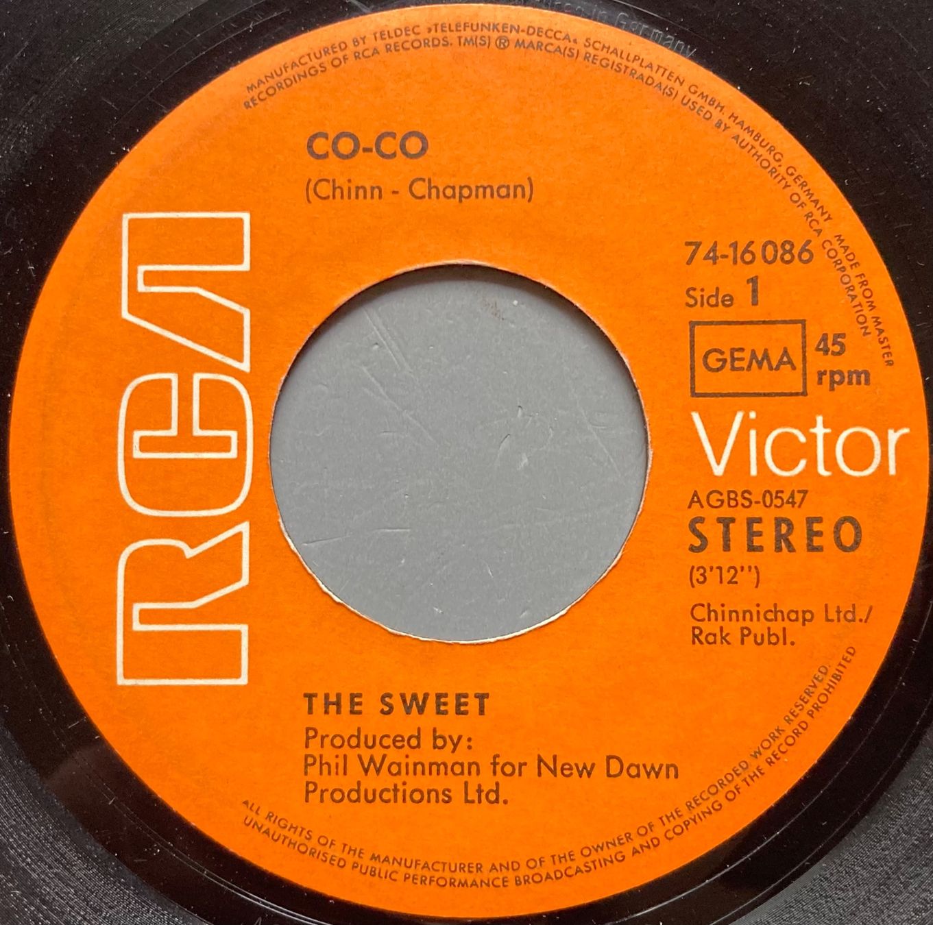 Vinyles: THE SWEET - CO-CO – Défectueux à Poliez-Pittet par Newtown-Records 2