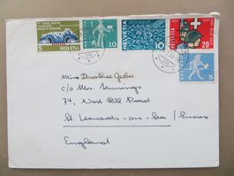 2 gelaufene Briefe Briefe nach Uster und England
