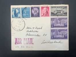 Flugbrief 1955 Davis   USA-Schweiz   (G932)