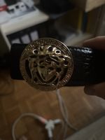 Versace Gürtel Medusa Medallion Schnalle schwarz Leder - 90c