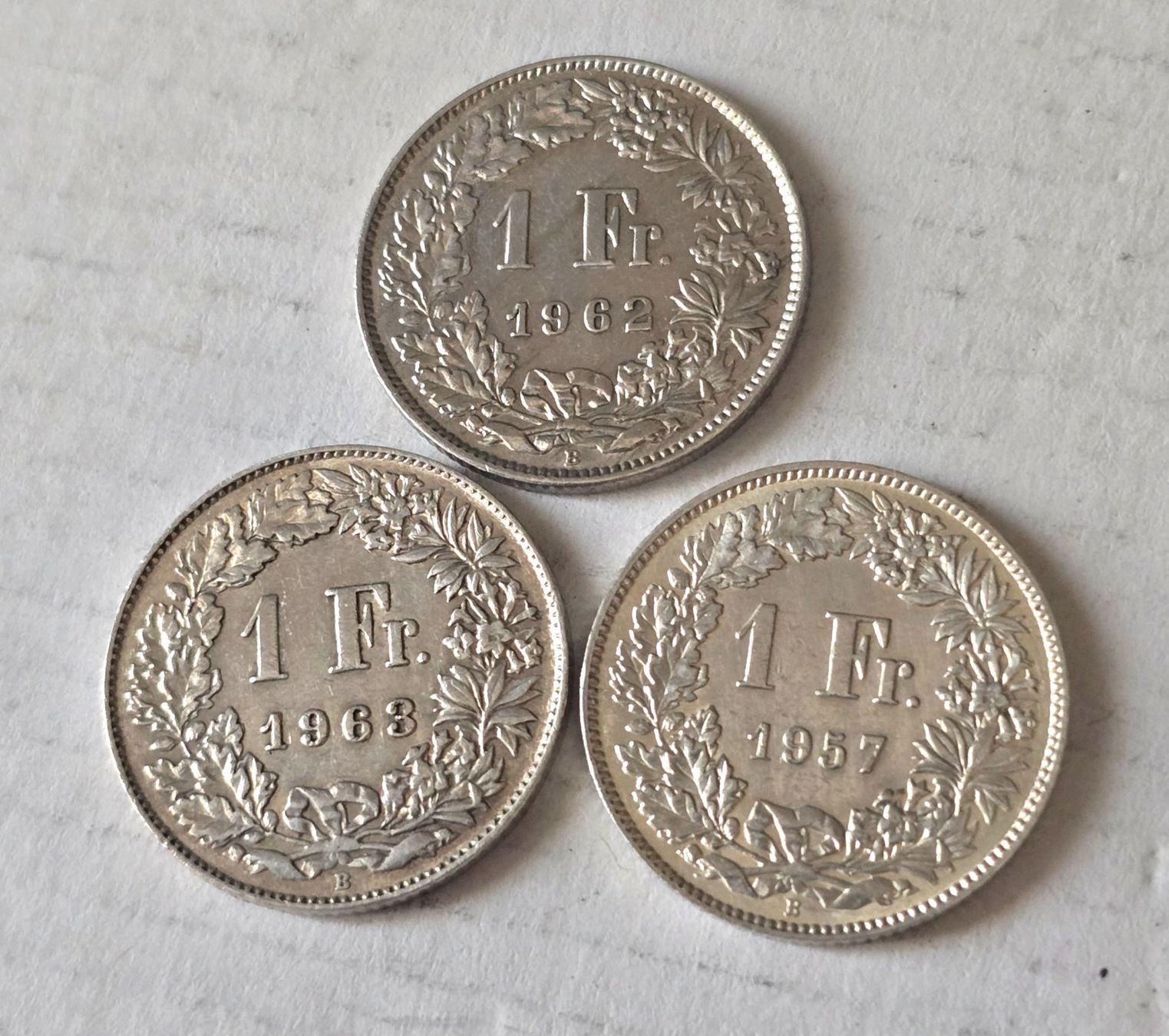 Alle Münzen: 3 Stk. 1 Franken Silber  1957/62/63 – Gebraucht aus Ennetbürgen von 50shafali53