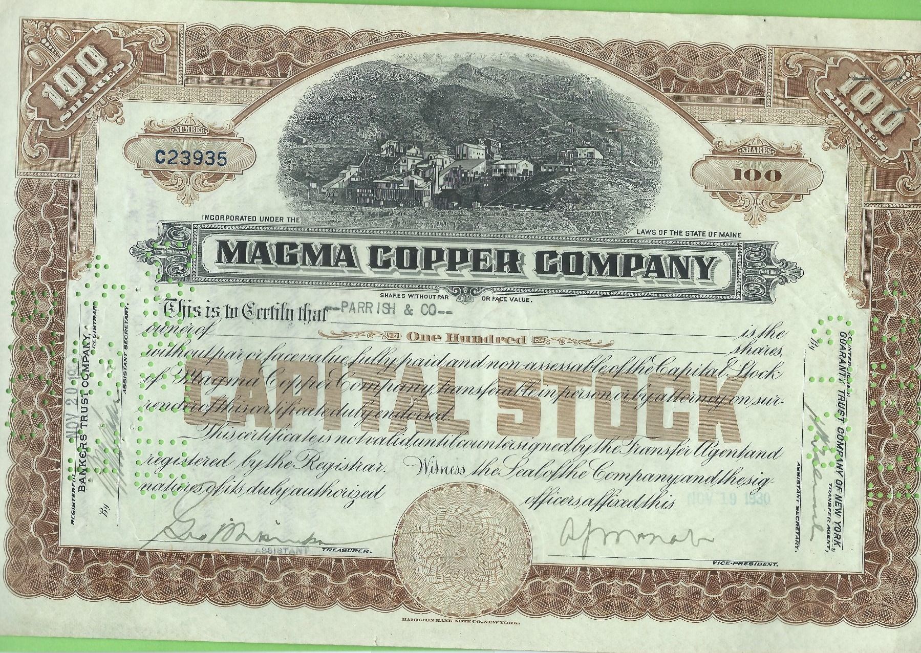 Tutti le monete: Magma Copper Company, 1930 – Usato da Zürich venduto da t24_de