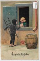 Ein frohes Neujahr - Kaminfeger - Präge-Litho