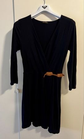 Massimo Dutti Navy Blue Dress, Size M, wrap style, cotton 💙