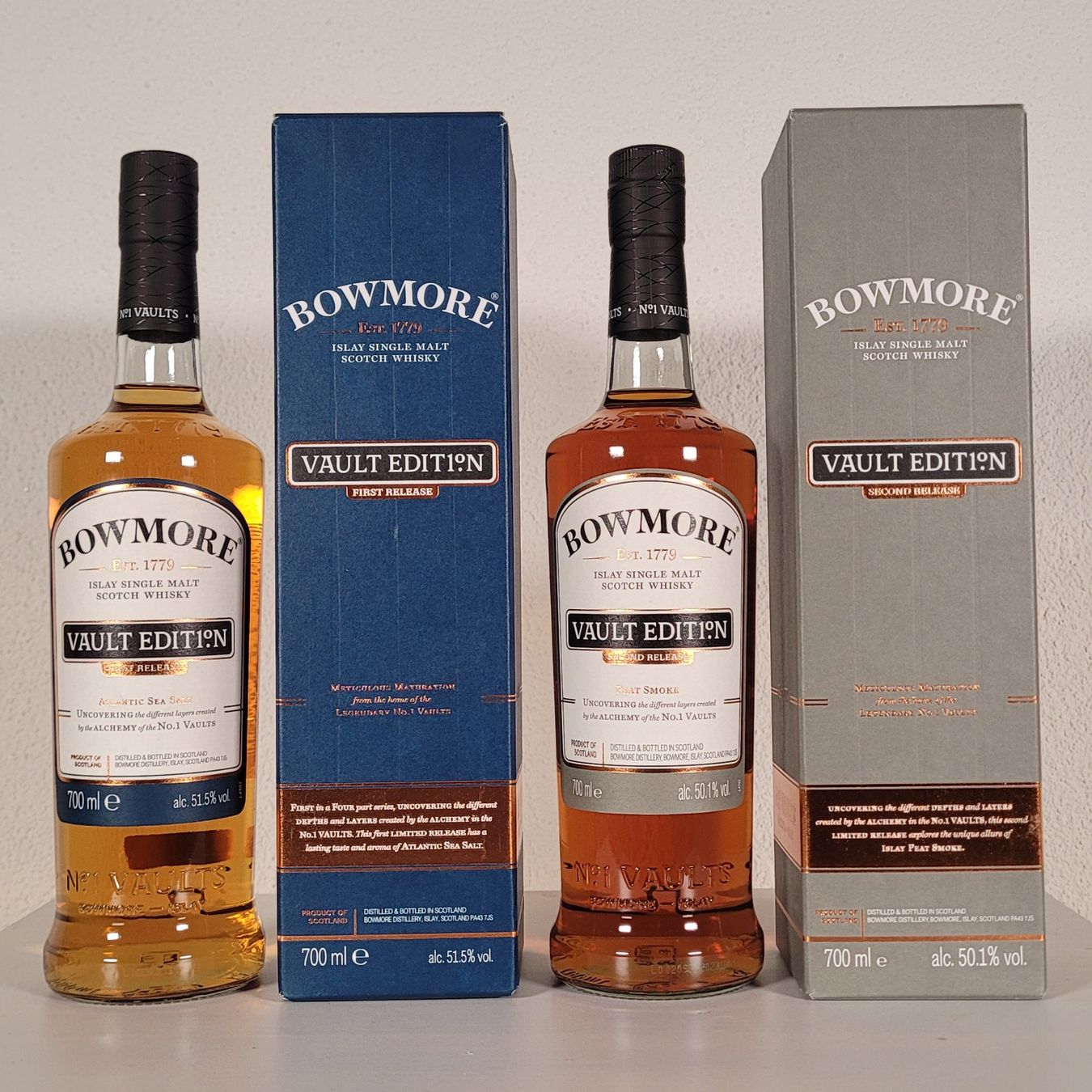 Bowmore Bevande alcoliche: Bowmore Vault Edition - 1st & 2nd Release - Top Kondition! – Nuovo e nell'imballaggio originale da Emmetten venduto da lennart.andreas